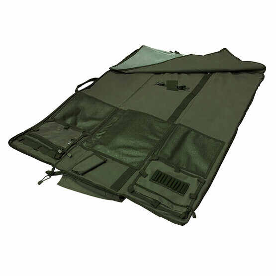 NcSTAR VISM Rifle Case/Shooting Mat in Green has three padded interior panels
